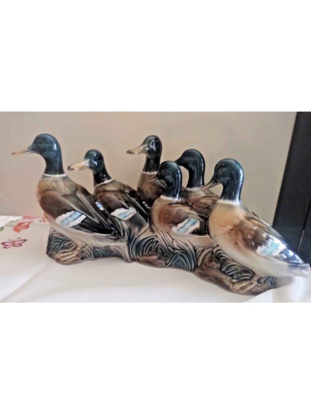 Vintage Porce Gama  Spain Porcelain Mallard Duck Family Large 6 duck 14" long